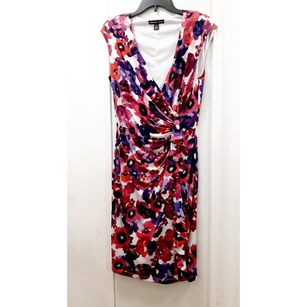 American Living Floral Dress SZ 14 Multicolored Sleeveless Colorful Cottage